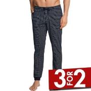 Schiesser Mix and Relax Lounge Pants With Cuffs Blå Mønster bomull Med...