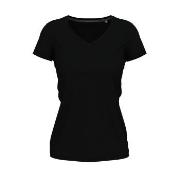 Stedman Claire V-neck Svart ringspunnet bomull Small Dame