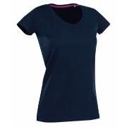 Stedman Claire V-neck Marine ringspunnet bomull Medium Dame