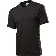 Stedman Classic V-Neck Men T-shirt Svart bomull Large Herre