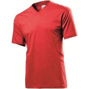 Stedman Classic V-Neck Men T-shirt Rød bomull X-Large Herre