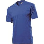 Stedman Classic V-Neck Men T-shirt Royalblå bomull Small Herre