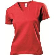 Stedman Classic V-Neck Women T-shirt Rød bomull Small Dame