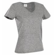 Stedman Classic V-Neck Women T-shirt Gråmelerad bomull Small Dame