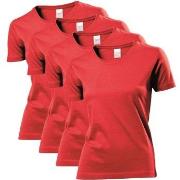 Stedman 4P Classic Women T-shirt Rød bomull Medium Dame