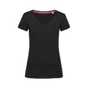 Stedman Megan V-neck Svart ringspunnet bomull X-Large Dame