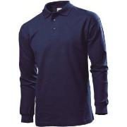 Stedman Polo Long Sleeve Men Marine bomull Medium Herre