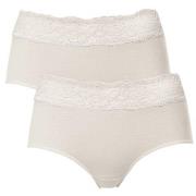 Trofe Lace Trimmed Midi Briefs Truser 2P Champagne bomull XX-Large Dam...