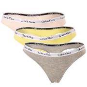 Calvin Klein Truser 3P Carousel Thongs Rosa/Gul bomull Large Dame