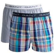 Gant 2P Cotton With Fly Boxer Shorts Lysblå Rutete bomull XX-Large Her...