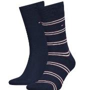 Tommy Hilfiger Strømper 2P Men Tommy Stripe OC Sock Blå/Rød Str 39/42 ...