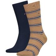 Tommy Hilfiger Strømper 2P Men Tommy Stripe OC Sock Blå/Brun Str 39/42...