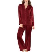 Damella Woven Silk Plain Pyjamas Set Vinrød  silke X-Large Dame