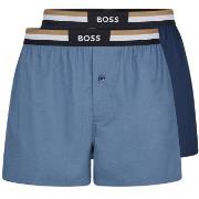BOSS 2P Woven Boxer Shorts With Fly Blå/Lysblå bomull Medium Herre