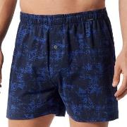 Schiesser 2P Fun Prints Boxer Shorts Blå Mønster bomull Large Herre