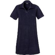 Trofe Stretch Terry Solid Robe Marine Large Dame