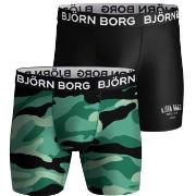 Björn Borg 2P Performance Boxer 1727 Svart/Grønn polyester Large Herre