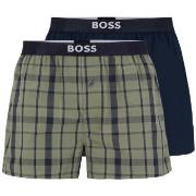 BOSS 2P Patterned Cotton Boxer Shorts EW Blå/Grønn bomull X-Large Herr...