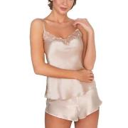 Lady Avenue Pure Silk Camisole With Lace Perlhvit silke Medium Dame