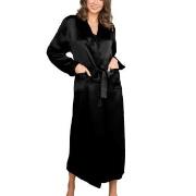Lady Avenue Pure Silk Long Robe Svart silke X-Large Dame