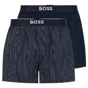 BOSS 2P Patterned Cotton Boxer Shorts EW Hvit/Svart bomull X-Large Her...