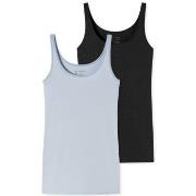 Schiesser 2P 95-5 Organic Tank Top Svart/Blå bomull 42 Dame