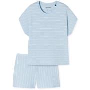 Schiesser Just Stripes Short Pyjamas Lysblå bomull 38 Dame