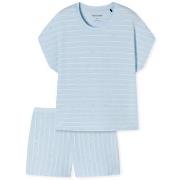 Schiesser Just Stripes Short Pyjamas Lysblå bomull 42 Dame