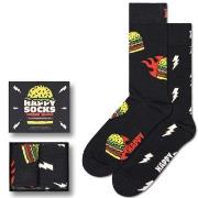 Happy Sock Blast Off Burger Socks Gift Set Strømper 2P Svart mønstret ...