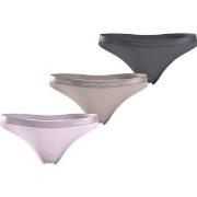 Tommy Hilfiger Truser 3P EverydayThong Rosa/Beige Large Dame