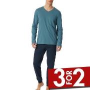Schiesser Casual Essentials Long Sleeve Pyjamas Marine/Blå bomull 50 H...