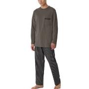 Schiesser Comfort Nightwear Long Pyjamas Brun Mønster bomull 52 Herre