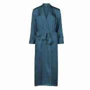 Lady Avenue Pure Silk Long Robe Petrol silke Medium Dame