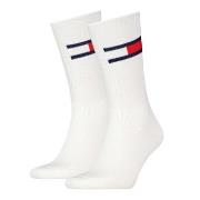 Tommy Men Uni TJ Flag Socks Strømper 2P Hvit Str 39/42 Herre
