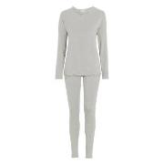 Damella Bamboo Plain Long Pyjamas Set Grå Bambus Small Dame