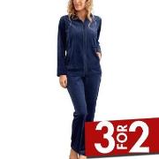 Damella Velour Plain Suit Marine Large Dame