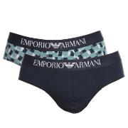 Armani Cotton Stretch Print Briefs 2P Marin/Rutet bomull Small Herre