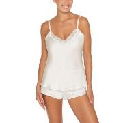 Lady Avenue Pure Silk Camisole With Lace Benhvit silke Large Dame