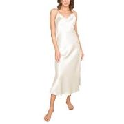 Lady Avenue Pure Silk Long Nightgown With Lace Benhvit silke Small Dam...