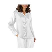 Lady Avenue Satin Pyjama With Short Sleeves Benhvit silke Small Dame