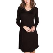 Lady Avenue Silk Jersey Nightgown With Long Sleeve Svart silke Large D...