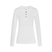 Stedman Sharon Henley Long Sleeve For Women Hvit ringspunnet bomull Me...