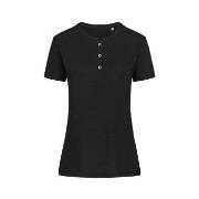 Stedman Sharon Henley T Shirt For Women Svart ringspunnet bomull Small...