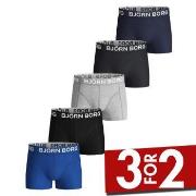 Björn Borg 5P Cotton Stretch Shorts For Boys Blå/Grå bomull 122-128