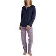 Calida Lovely Nights Pyjama Button Tab Marine/Rød bomull Medium Dame