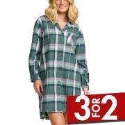 Damella Flannel Nightshirt Grønn Mønster bomull Medium Dame