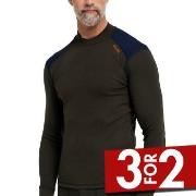 Dovre Folded Collar Baselayer Militærgrønn ull Medium Herre