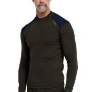 Dovre Folded Collar Baselayer Militærgrønn ull Large Herre