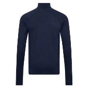 Dovre Wool Zip Single Jersey Marine ull Small Herre