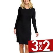 Damella Wool Long Sleeved Nightdress Svart merinoull X-Small Dame